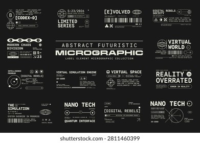 Set of Micrographic element Label Futuristic UI Cyber Future technology Collection
