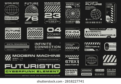 Set of Micrographic element shape Futuristic cyberpunk UI Cyber Futuristic technology Collection