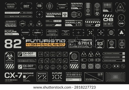 Set of Micrographic element shape Futuristic cyberpunk UI Cyber Futuristic technology Collection