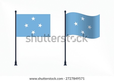 Set of Micronesia Flags Isolated for Independence Day Celebration
