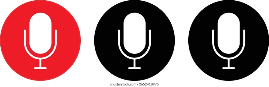 Set of Microphone button icons. voice recorder concept, Flat design design, Illustration Icons, Podcast icons, vector illustration ,
