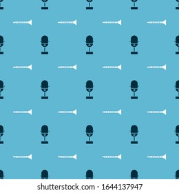 Set Microphone and Clarinet on seamless pattern. Vector