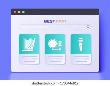 Set Microphone, Harp and Microphone icon. Vector