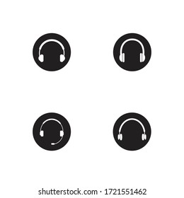 Set of Microphone and Headphones icon logo vector symbol