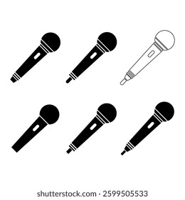 Set of Microphone icon, audio speech symbol, record concert sign, web button design .