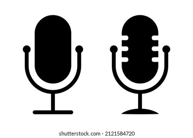 Set of microphone icon. Black micro icon. Vector illustration on white background.