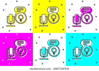 Set Microphone icon isolated on color background. On air radio mic microphone. Speaker sign.  Vector