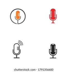 Conjunto de plantillas vectoriales del logotipo del icono del micrófono