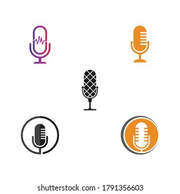 Set of Microphone icon logo vector template