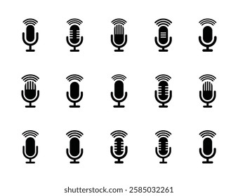 Set of microphone icon symbol vector on white background.