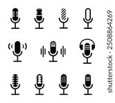 Set of Microphone Icons, Microphone icon vector set. audio illustration sign collection. mic symbol.