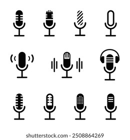 Set of Microphone Icons, Microphone icon vector set. audio illustration sign collection. mic symbol.