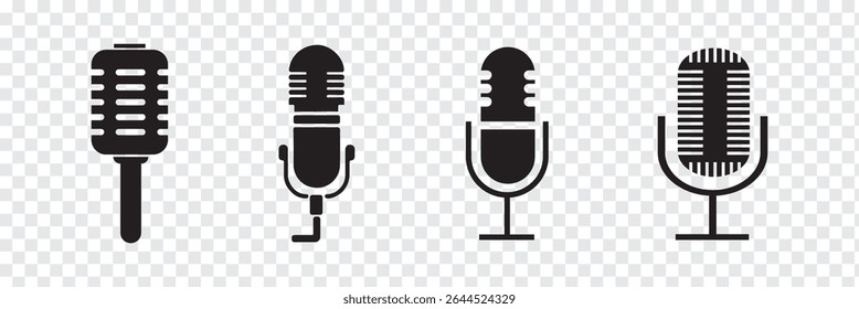 Conjunto de ícones de microfone, conjunto de vetor ícone de microfone. Coleção de sinais de ilustração de áudio. Símbolo de microfone. Tipo de variedade Microfones Design. Eps 10.