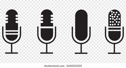 Conjunto de ícones de microfone, conjunto de vetor ícone de microfone. Coleção de sinais de ilustração de áudio. Símbolo de microfone. Tipo de variedade Microfones Design. Eps 10.