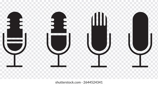 Conjunto de ícones de microfone, conjunto de vetor ícone de microfone. Coleção de sinais de ilustração de áudio. Símbolo de microfone. Tipo de variedade Microfones Design. Eps 10.