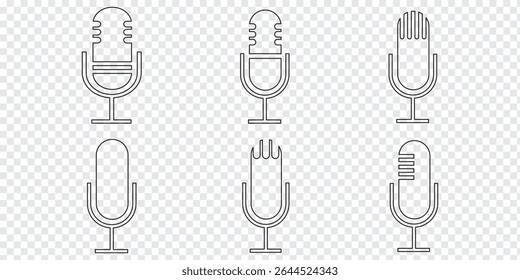 Conjunto de ícones de microfone, conjunto de vetor ícone de microfone. Coleção de sinais de ilustração de áudio. Símbolo de microfone. Tipo de variedade Microfones Design. Eps 10.