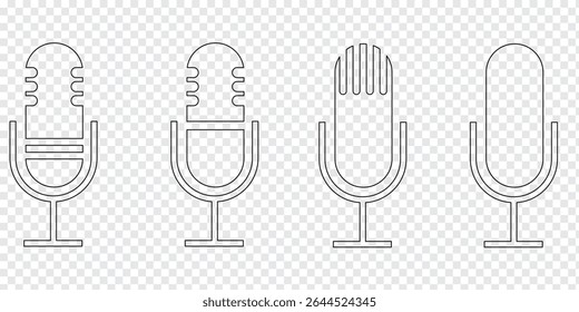 Conjunto de ícones de microfone, conjunto de vetor ícone de microfone. Coleção de sinais de ilustração de áudio. Símbolo de microfone. Tipo de variedade Microfones Design. Eps 10.