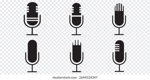Conjunto de ícones de microfone, conjunto de vetor ícone de microfone. Coleção de sinais de ilustração de áudio. Símbolo de microfone. Tipo de variedade Microfones Design. Eps 10.