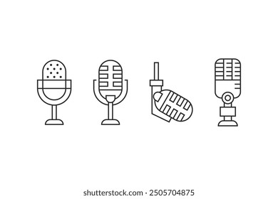Set of microphone icons isolated on white background. Podcast microphone icon. Recording microphone