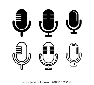 Set of microphone icons. microphone logo design podcast with microphone logo.