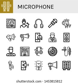 Set of microphone icons such as Speakers, Newspaper, Singer, Headphones, Microphone, Singing, Megaphone, Headphone, Politician, Speaker, Rapper, News, Cd, Lavalier , microphone