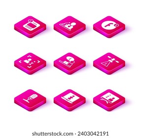 Establece el micrófono, la información, el informe de televisión, el satélite, la cuenta de creación y el icono de noticias de última hora. Vector