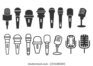 set of microphone logo design. Podcast with microphone logo inspiration. vector illustration.