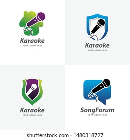 Set of Microphone Logo Design Templates