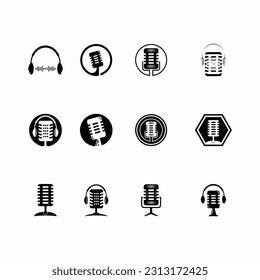 set of microphone logo vector