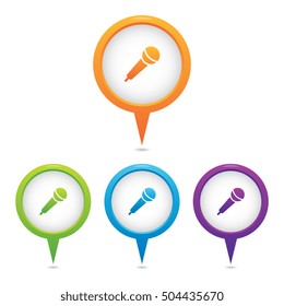 Set of Microphone Marker Icons