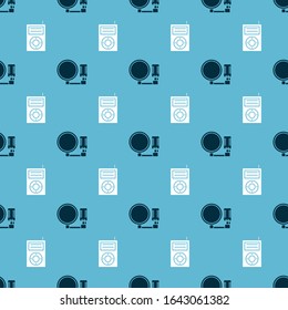 Set Microphone and Music MP3 player on seamless pattern. Vector