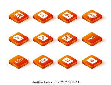 Set Microphone, Music player, note, tone, Photo retouching, Pause button, Video recorder or editor, video settings and  icon. Vector