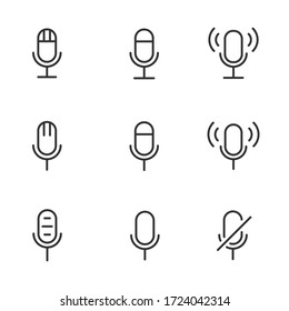 Set Microphone record , Related Line Icons. line icon Collection of high Icons microphone record , microphone record set icon . Illustration set  Icons vector speak object retro