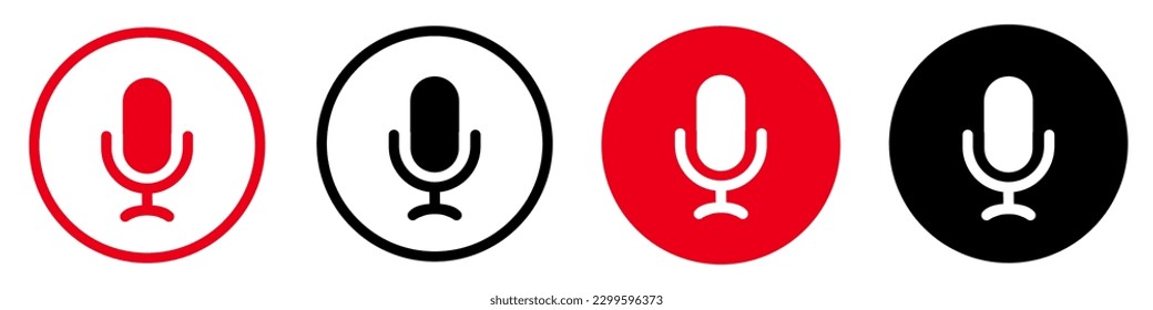 Set microphone speaker button icon, voice microphone buttons signs – stock vector