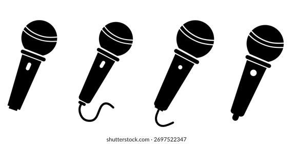 Satz von Mikrofon-Vektorsymbolen. Eine Sammlung von Mikrofon-Symbolvarianten.