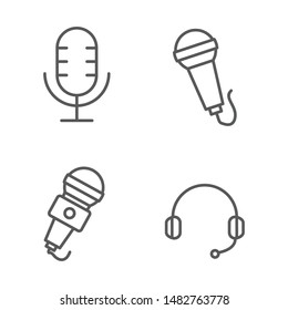 Set of microphone vector with simple line design suitable for icon or illustration 