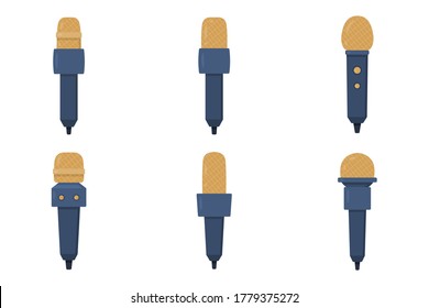 Set of microphones vector flat illustration