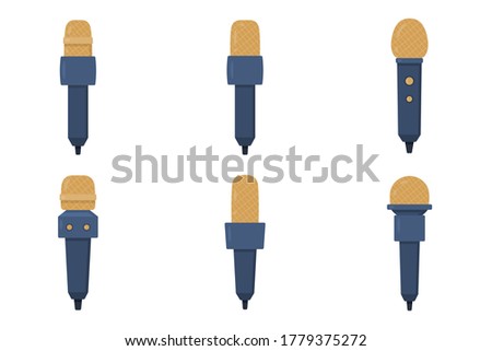 Set of microphones vector flat illustration