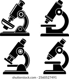 Set of microscope icon silhouette vector illustration