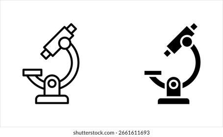 Satz von Mikroskopsymbolen. Detaillierte und wissenschaftliche Illustrationen für Bildung und Forschung auf weißem Hintergrund