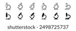 Set of microscope icons. Line and glyph microscope vector. Lab microscope set