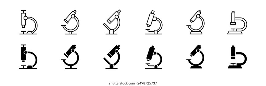 Set of microscope icons. Line and glyph microscope vector. Lab microscope set