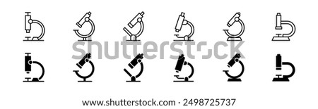 Set of microscope icons. Line and glyph microscope vector. Lab microscope set