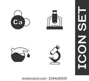 Set Microscope, Mineral Ca Calcium, Test tube and  icon. Vector
