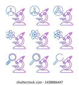 Set of  microscopes vector icons on white background
