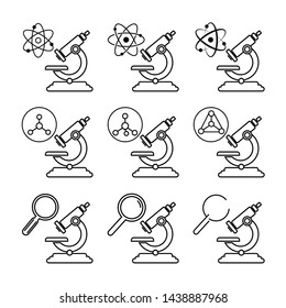 Set of  microscopes vector icons on white background
