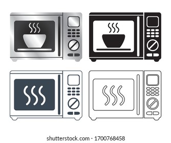 Set the microwave. Kitchen appliance for heating and cooking. Vector illustration in a simple style, isolated on a white background for design and web.