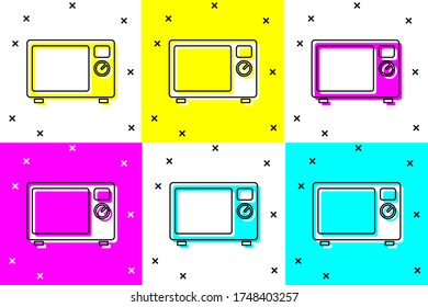 Set Microwave oven icon isolated on color background. Home appliances icon.  Vector