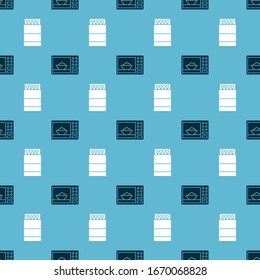 Set Microwave oven and Open matchbox and matches on seamless pattern. Vector