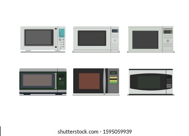 set of microwave vector in flat cartoon style